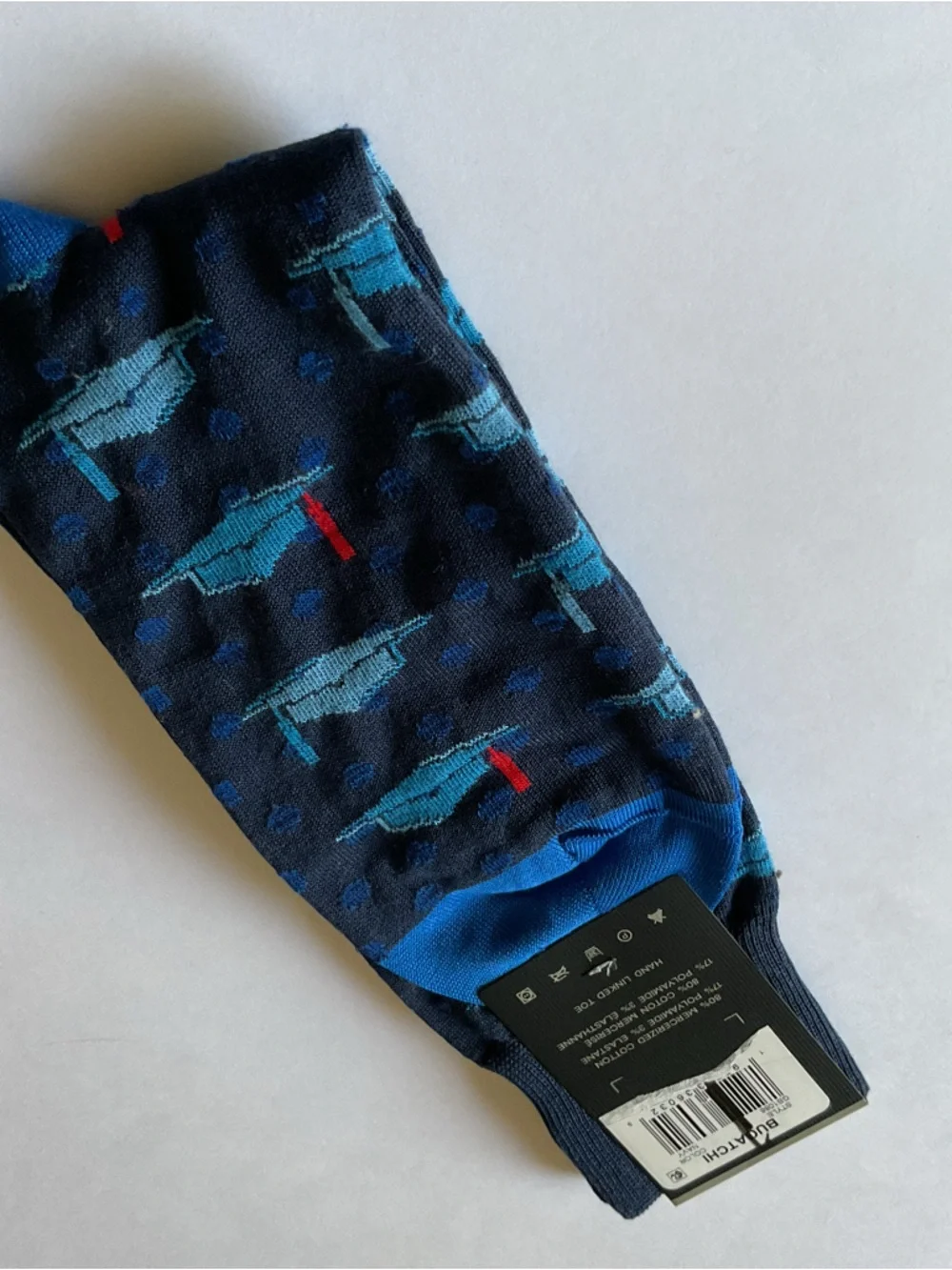 BUGATCHI MENS COTTON SOCKS GRADUATION THEME BLUE CAPS RED TASSELS OS NWT